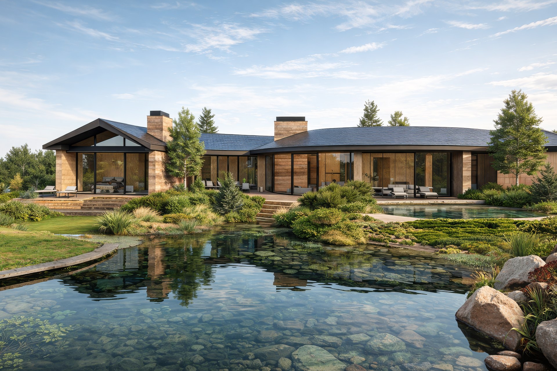 Curvilinear — pond elevation